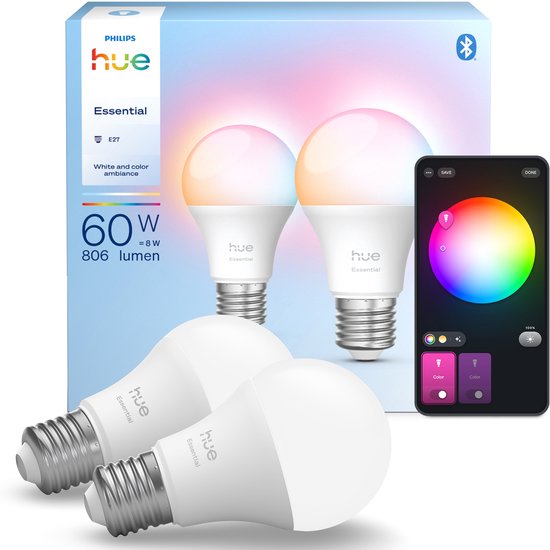 Philips Hue Essential E27 – White & Colour Ambiance (2-pack)