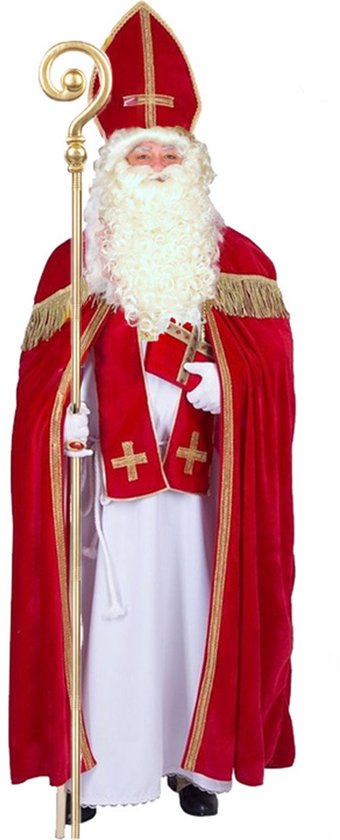 Sinterklaas verkleed kostuum - compleet met baard/snor en staf - one size - volwassenen