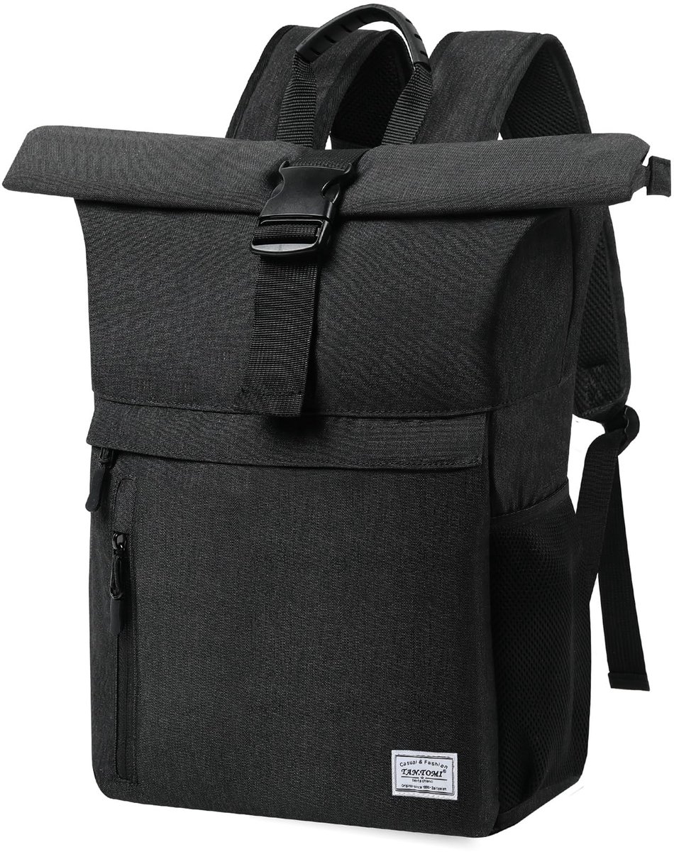 TANTOMI Rugzak Dames Grote Schoolrugzak Heren Grote Multi-compartimenten met 15,6" Laptopvak, Unisex Rolltop Rugzak voor Dagelijks Werk