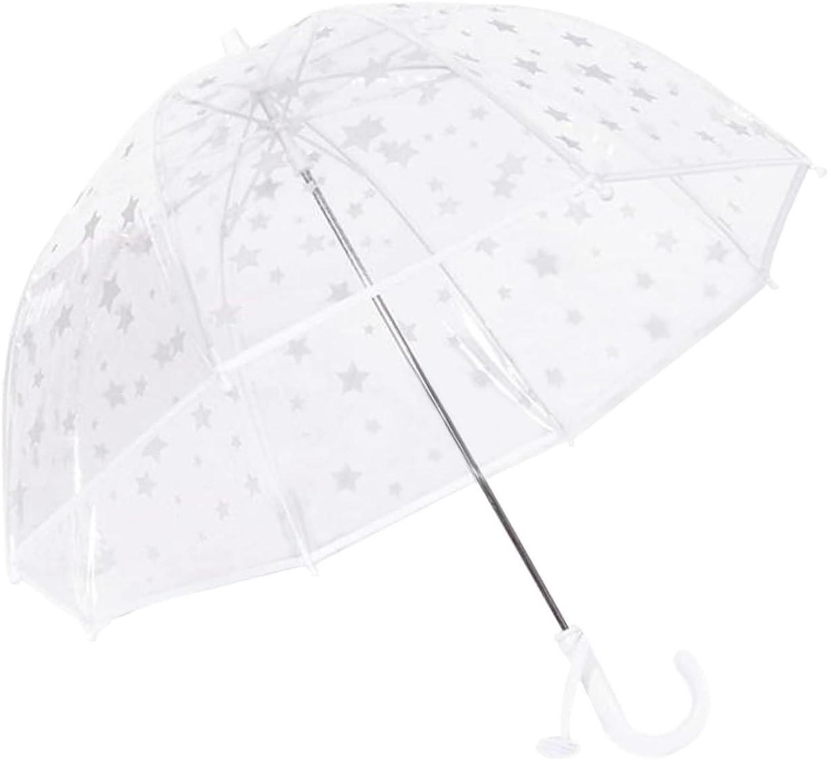 ByShane - Kinderparaplu transparant met sterrenprint, gripvast handvat, licht en waterdicht - Jongens en meisjes - SJ57 - Regenbescherming voor kinderen