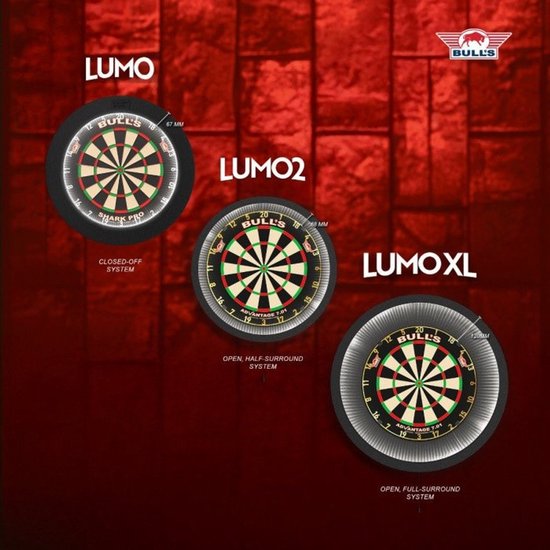 Bull's Dart Lightning LED Surround – éclairage Pour Cible De Fléchettes, 180 LED, Noir, USB, PU 3,5 Cm