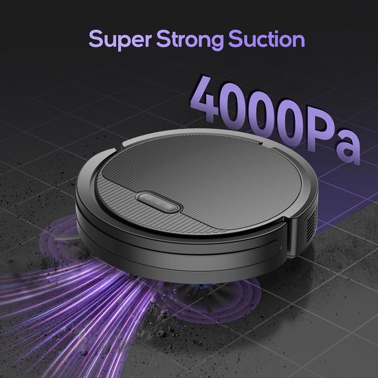 Robotstofzuiger – Stofzuiger Robot – Dweilrobot – Automatische Cleaner – Draadloos Met App – 4500mAh Batterij – Compact 31x31x7,6 cm