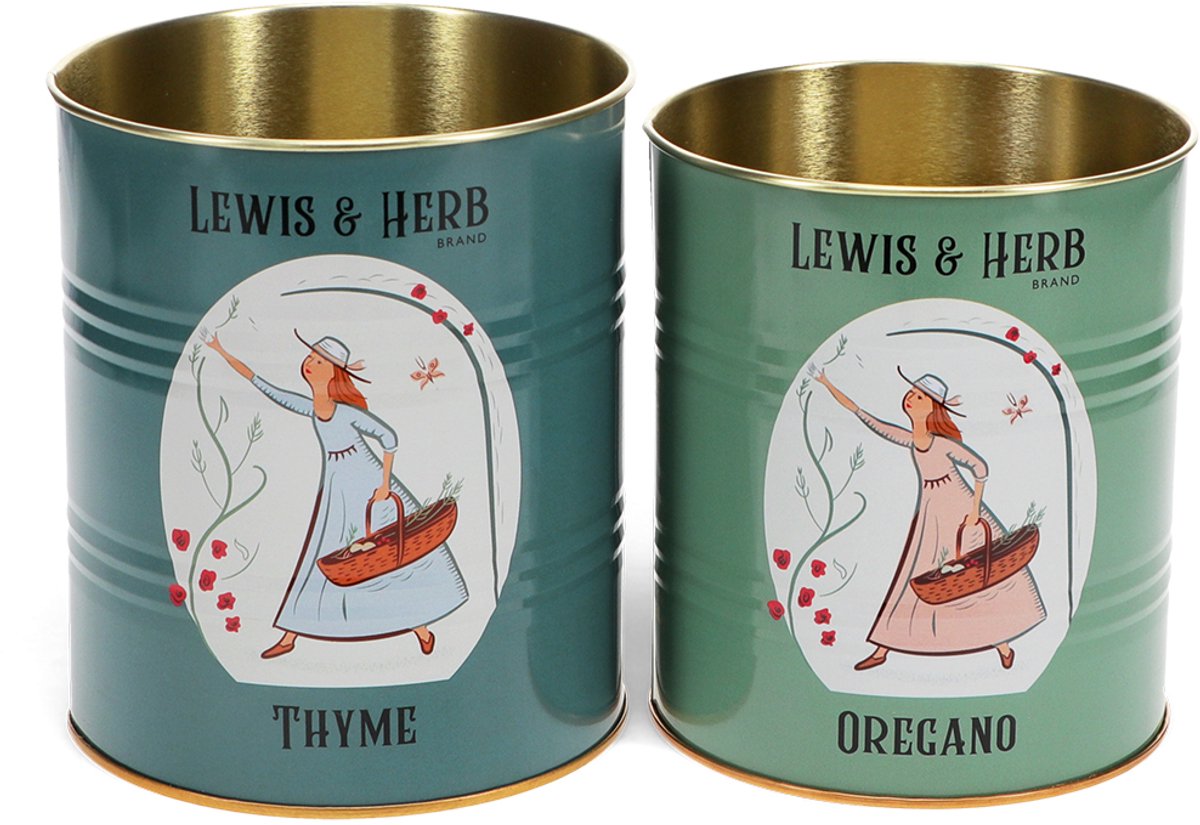 Rex London Retro Storage Tins - Bewaarblikken Medium - Lewis & Herb - Petrol/Groen