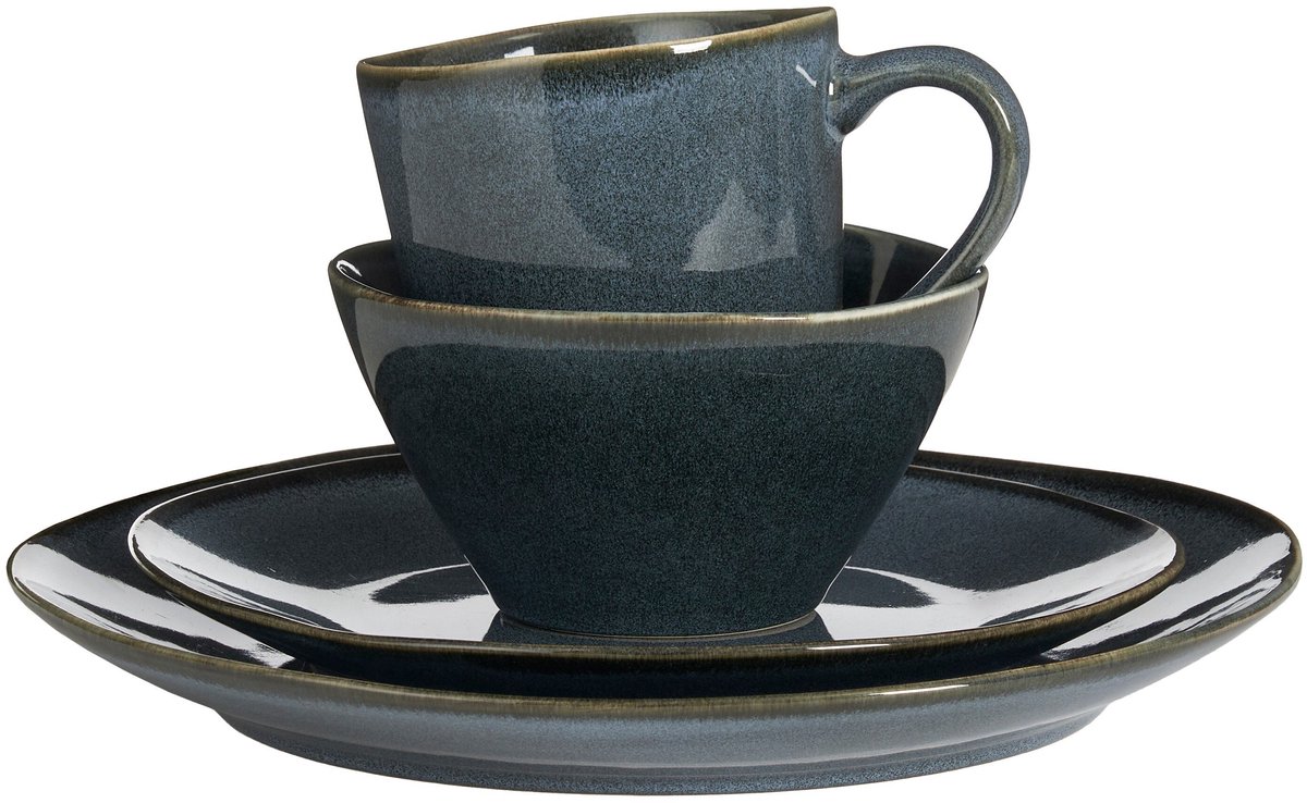 Mica Decorations Racco Serviesset 4 Persoons - Steengoed - Donkergrijs