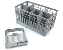 Bestekmand vaatwasser - geschikt voor Geschikt voor Whirlpool, Bauknecht, Indesit - 24 x 14 x 24cm - zonder inkepingen - 7 vakken - vaatwasmachine bestekmandje bestekbak bestekkorf - Vervangende Bestekkorf met handvat