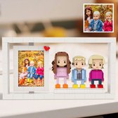 Mini Brick Custom - Mini Figuur van Foto - 3 Personen met Fotolijst - Cadeau voor Gezin