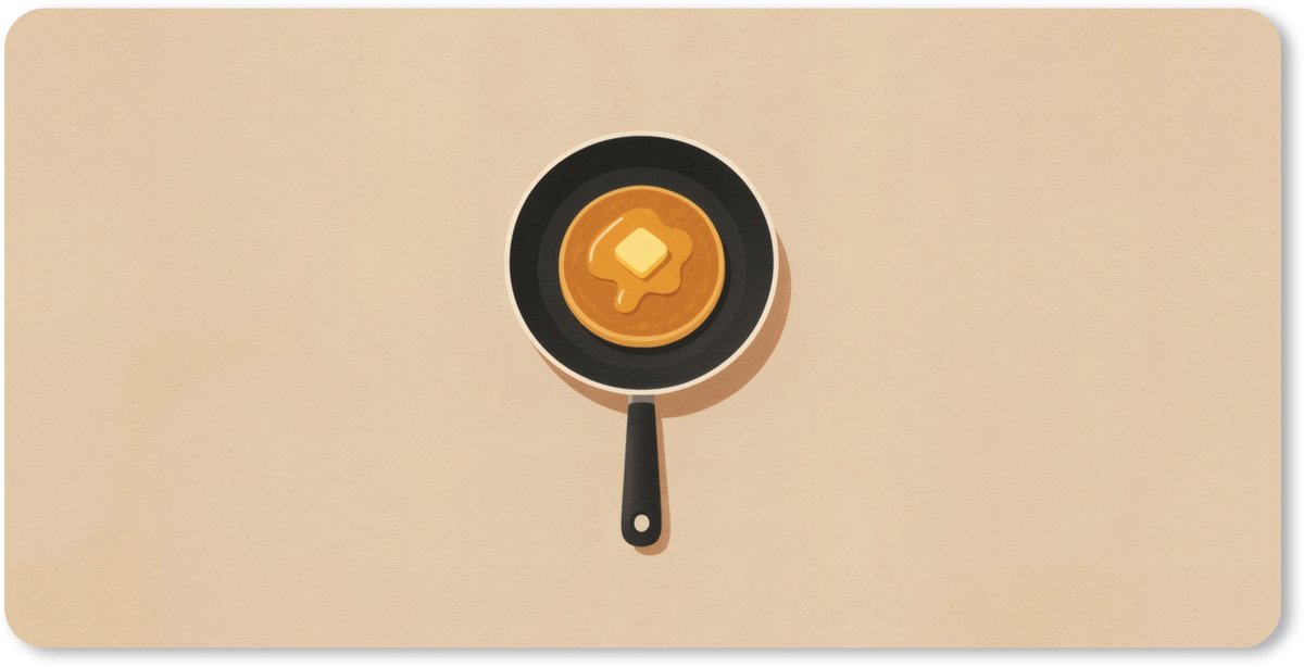 Muismat XXL 120x60 cm - Bureau onderlegger - Bureau mat Pannenkoek - Koekenpan - Boter - Minimalistisch - Bureaumat - Gaming mousepad xl - Bureaulegger groot - Computer deskmat