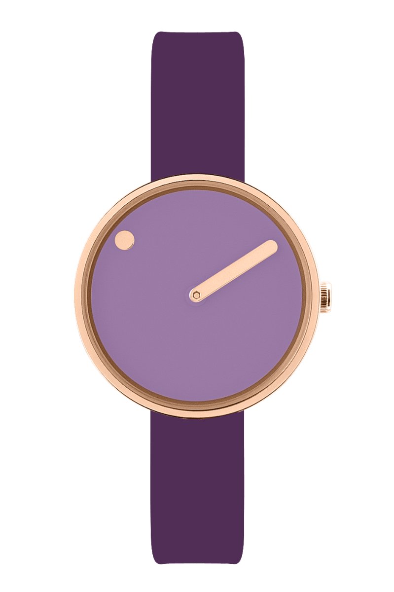 Picto Design Dameshorloge Violet Glow Wijzerplaat, Prince Purple Rubberen Horlogeband 43303-3512R - 30mm