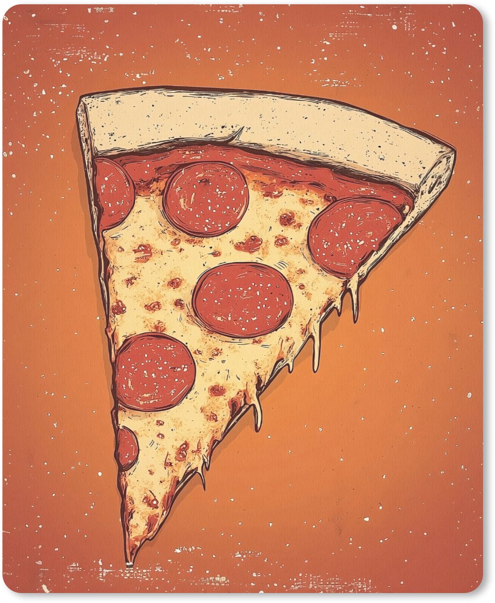 Muismat 19x23 cm - Mousepad Pizza - Kaas - Rood - Pepperoni - Muismatten