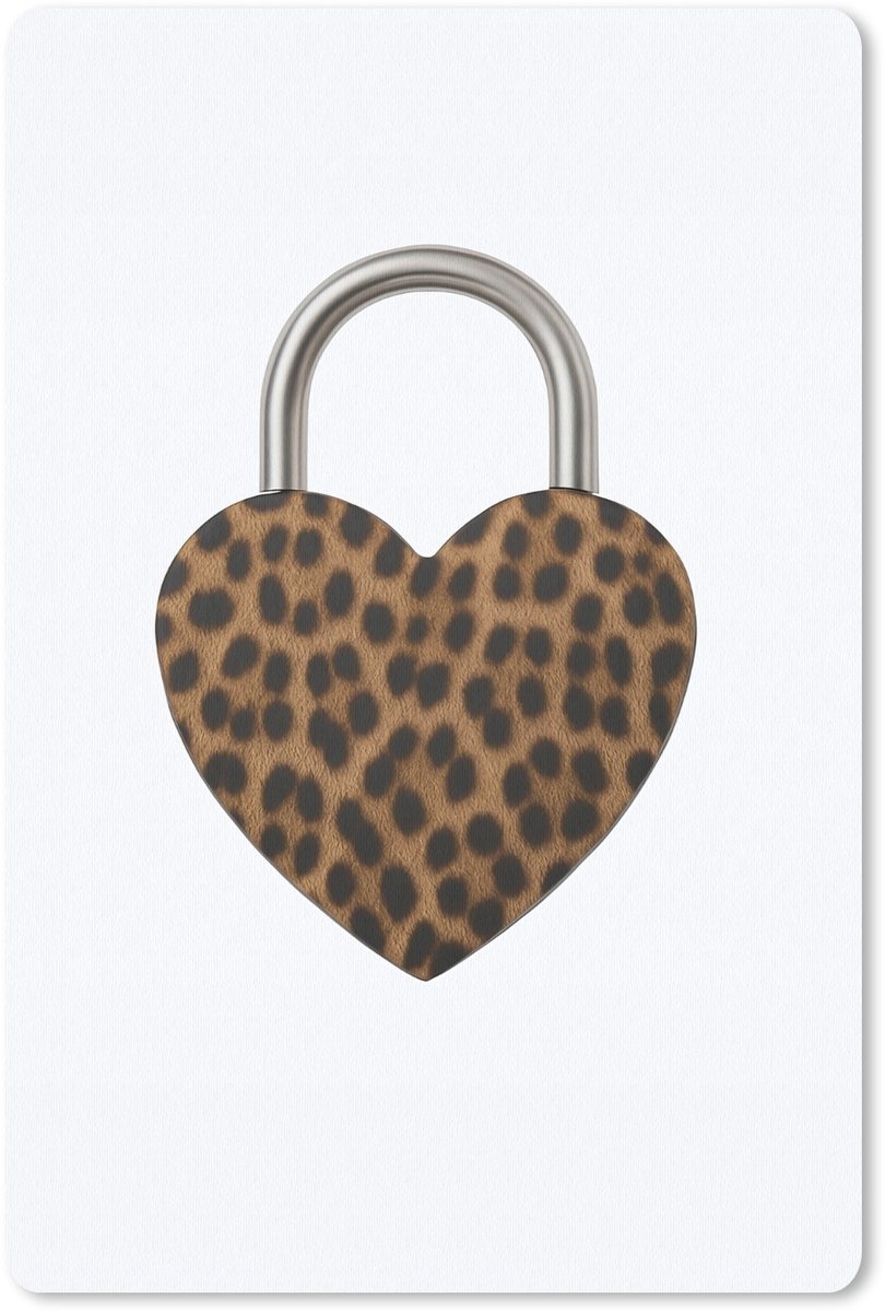Muismat 18x27 cm - Mousepad Slot - Hartvormig - Bruin - Panterprint - Muismatten