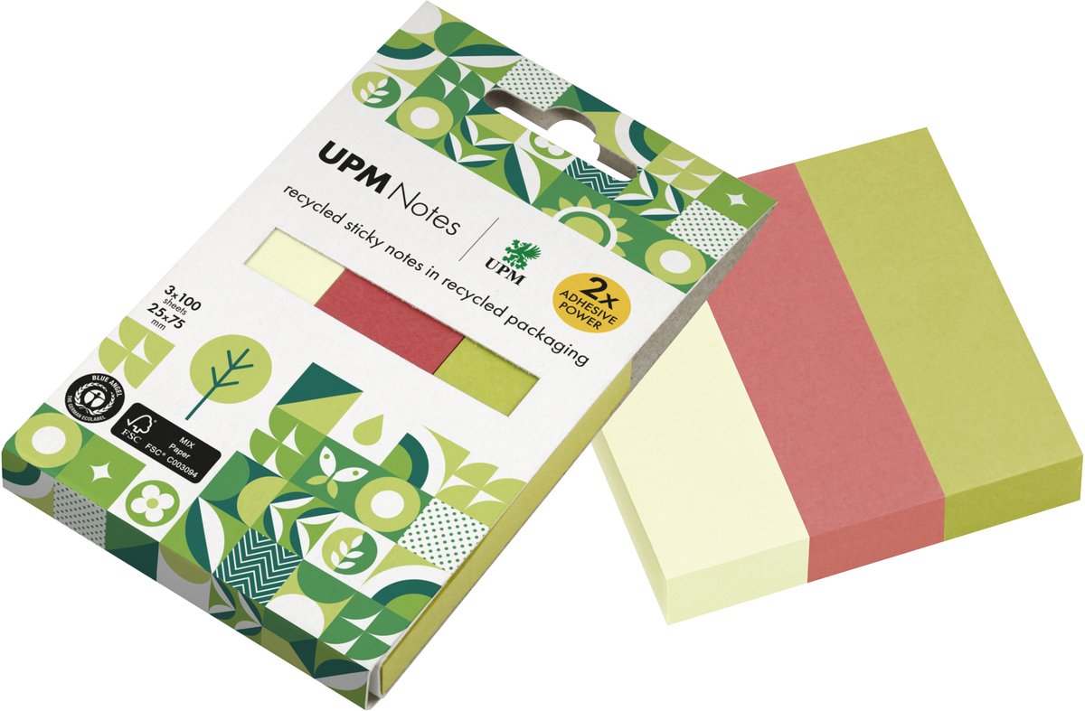 UPM page markers - formaat 25 x 75mm - 3 blokken op karton blister - IN-5671-88UR-3