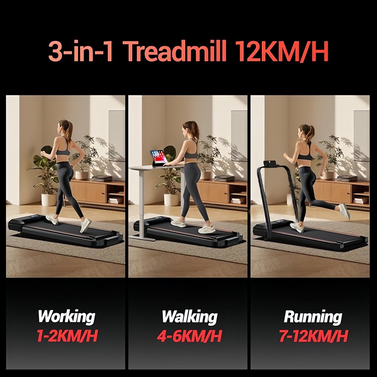 Afbeelding 3 van Inklapbare loopband voor thuis 12KM/H, loopband met helling voor thuis met borstelloze motor, loopmat met helling max. belasting 136 kg