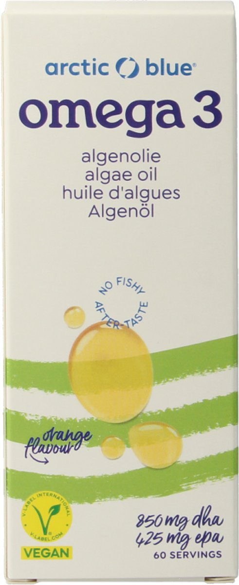 Goedkoopste Arctic Blue – Omega 3 Algenolie - 850 mg DHA 425 mg EPA - Sinaasappelsmaak - 60 Doseringen - Vegan Keurmerk