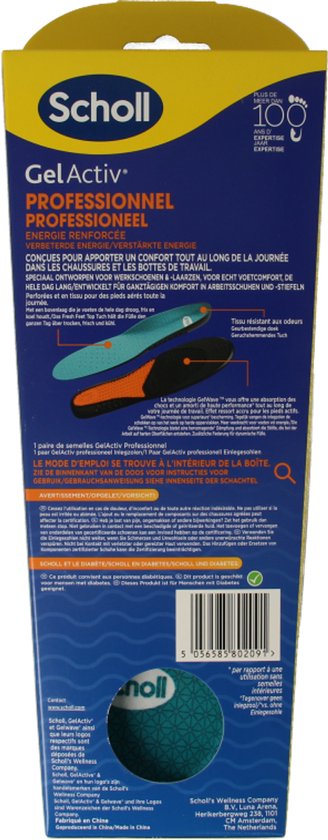 Scholl GelActiv Semelles intérieures Work & Boot Petite Taille 35,5-40,5 1 paire