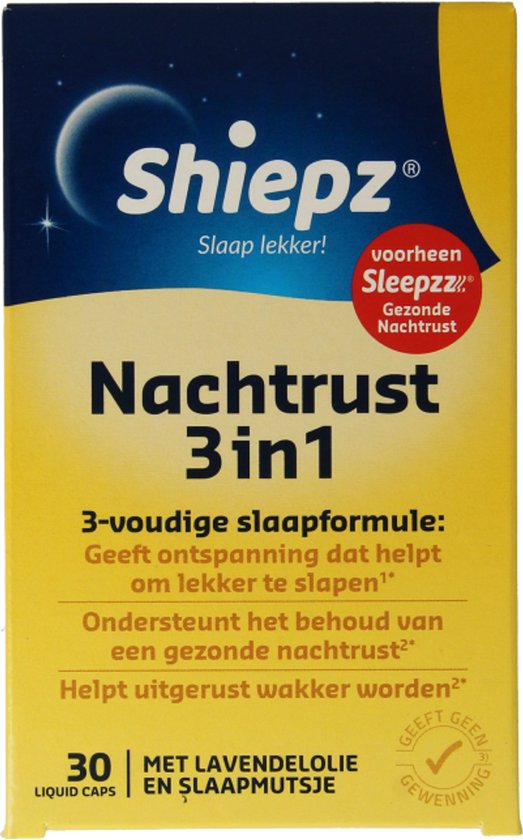 Shiepz Nachtrust 5 in 1 - Slaapmutsje helpt te ontspannen en geeft ontspanning dat helpt om lekker te slapen* - 30 liquid caps