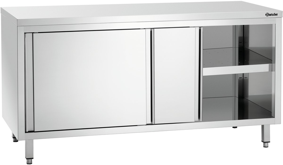 Bartscher Werkkast 700 - 1600mm Breed - RVS - Schuifdeuren - 1 Tussenschap - 1600x700x850mm