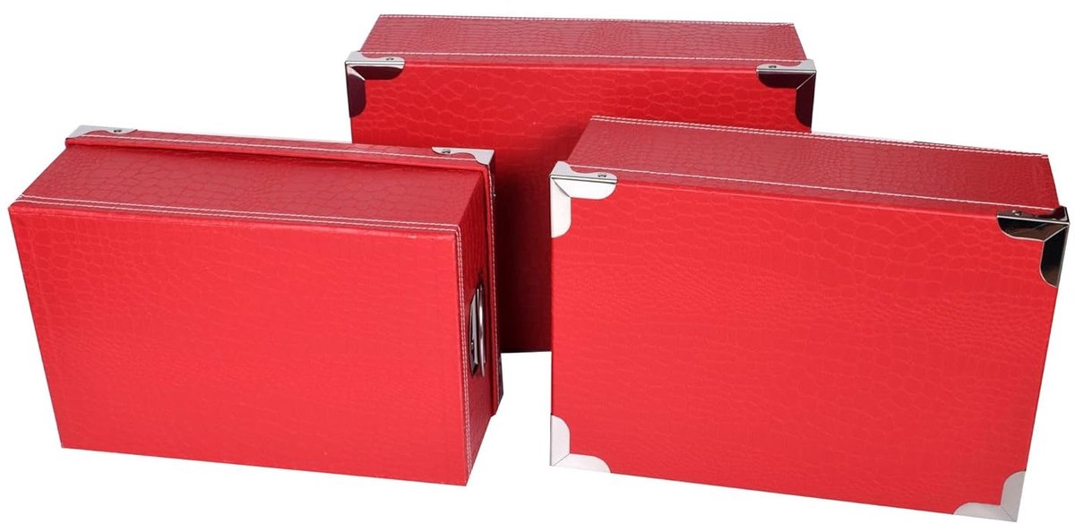 Kartonnen opbergdozen - Sterk en decoratief - Set van 3 - Effen kleur