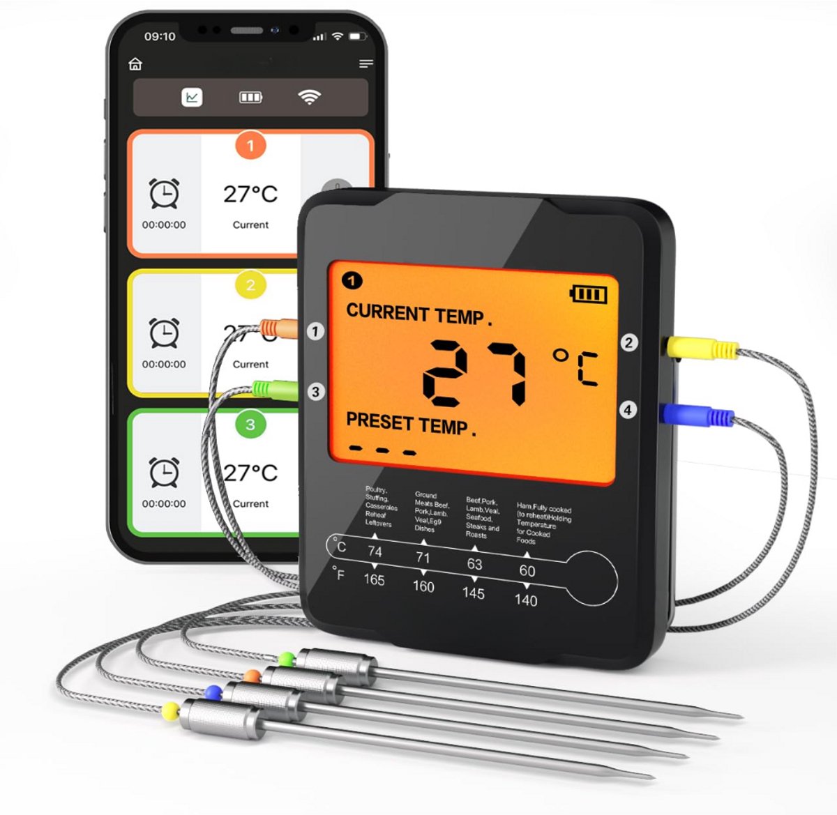 ZRSS® Bbq thermometer draadloos - Vleesthermometer barbecue met app - Oventhermometer
