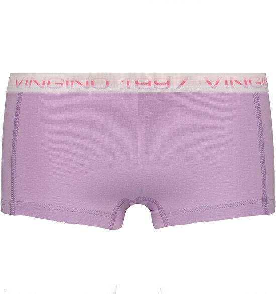 Lila meisjesboxer met witte Vingino 1997 tailleband.
