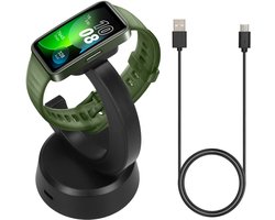 kwmobile sporthorloge laadstation geschikt voor Huawei Band 10 / Honor Band 9 / Band 7/ OPPO Band 2 oplader - Smartwatch lader en houder - Met magneet en 100 cm kabel in zwart