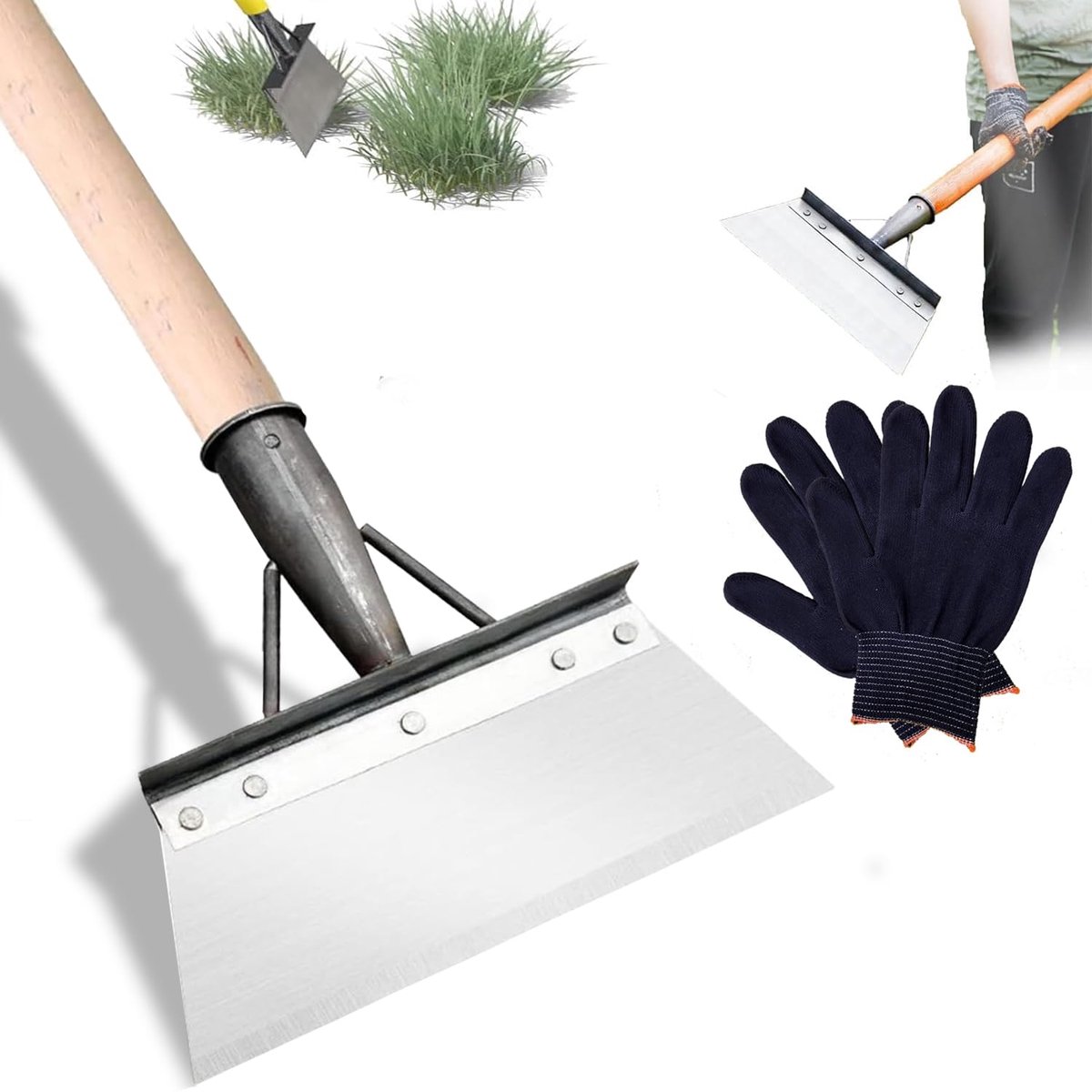 Nircho Multifunctionele tuinschep, robuuste stalen platte schep met verstelbaar handvat, zwart, 13,2 cm breedte x 12,5 cm lengte x 1 cm hoogte, 800 gram