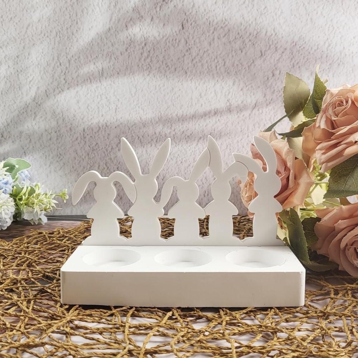 JGS Premium - Voor Silicone Paasvormen Gietvormen Kaarshouder Met Konijnen Decoratie
