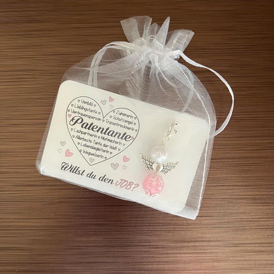 Beschermengel sleutelhanger met organza zakje