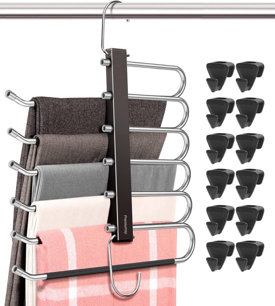 Cintres gain de Cintres Premiumsy - Cintre à pantalons 6 en 1 - Cintre antidérapant gain de place - Cintres à pantalons - Cintres