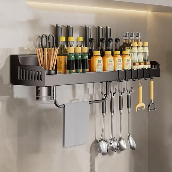 4 Pack 20-Clips Spice Gripper Clip Wandmontage Keuken Kruidenpot Rack, Organizer Rack, Kruiden Jar Opslag Houder, Flessen Klem, Kast Kruidenrek Kastdeur met Plakband