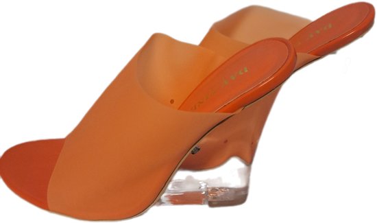 MULE DAY VINE ORANGE - TIGE EN PLASTIQUE ET BEAU TALON COMPENSÉ EN VERRE D'ENVIRON 8 CM - 37