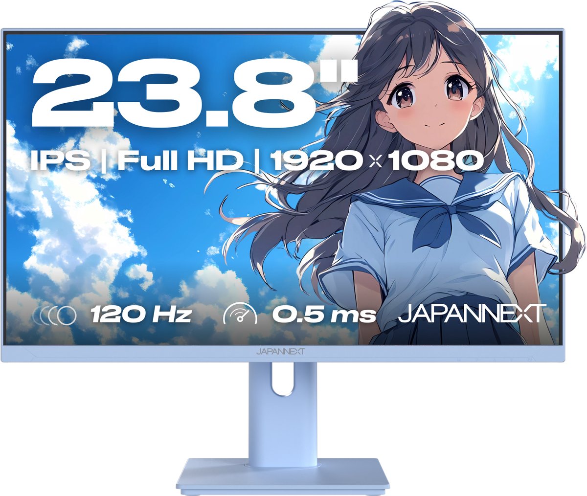 JAPANNEXT Gaming Monitor 23.8" IPS Full HD (1920x1080) 120Hz 0.5ms Pastel Blauw | JN-IPS238G120F-HSP-BB