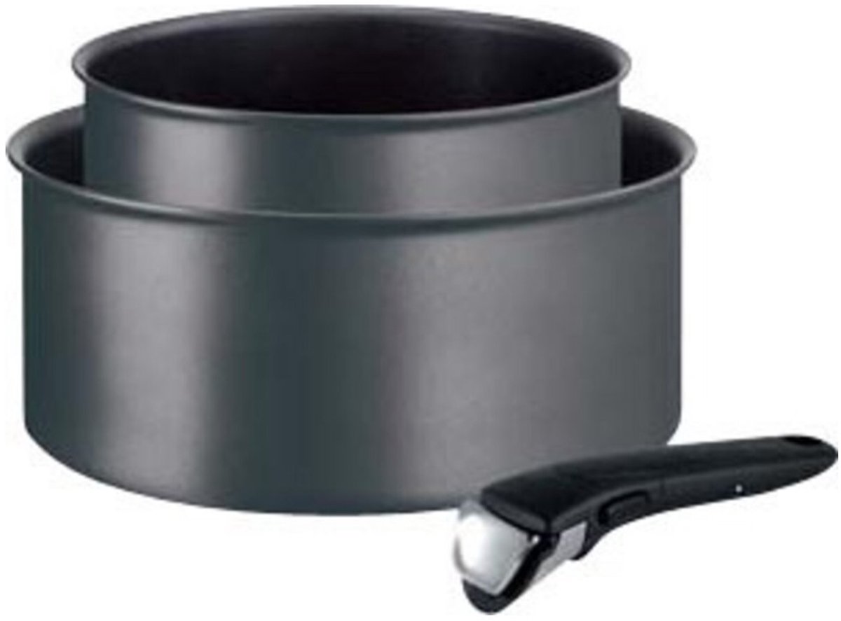 set van 2 zwarte pannen met antiaanbaklaag van 16/20 cm - tefal - L6859202