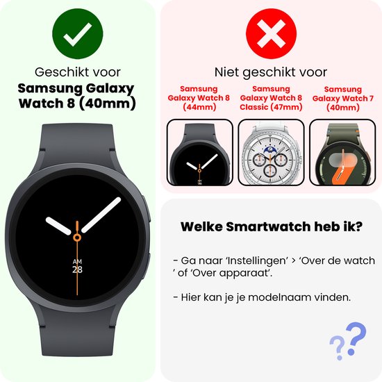 Screenprotector - 2 Stuks - Geschikt voor Samsung Galaxy Watch 8 (40 mm) - Sterk & Shockproof - Tempered Glass - Beschermglas Screen Cover - Gehard Glas - Bescherm Protector voor Smartwatch