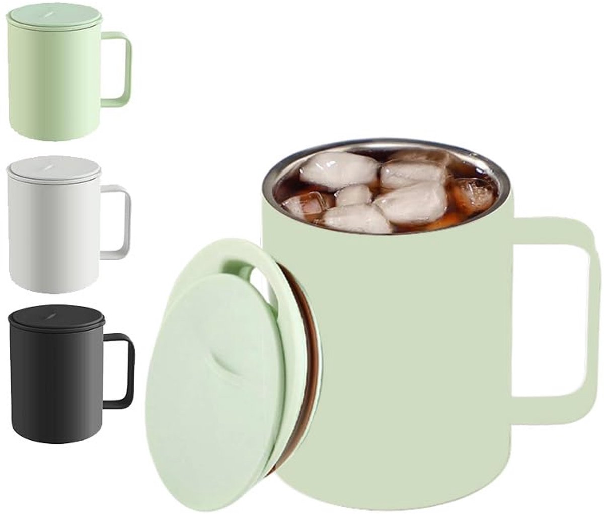 Ibenzoa® Thermo Koffiebeker 400 ml met Dubbelwandige Vakuümisolatie en Handige Schuifdeksel voor Onderweg