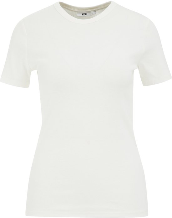 WE Fashion Dames T-shirt van ribstof