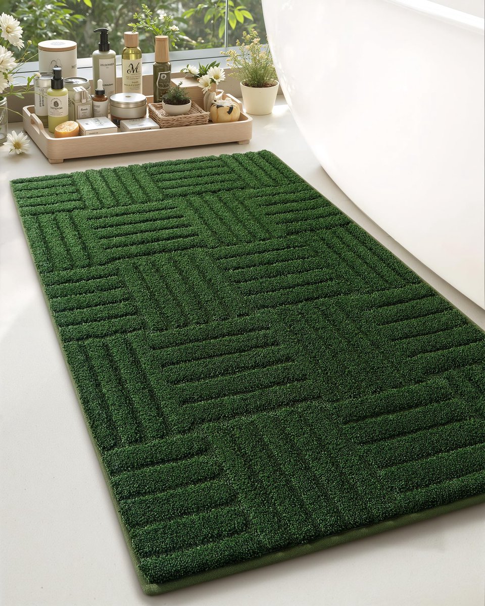 Ibenzoa® Hoogwaardige Antislip Badmat – 61 x 92 cm – Groen – Voor Veiligheid en Comfort in de Badkamer