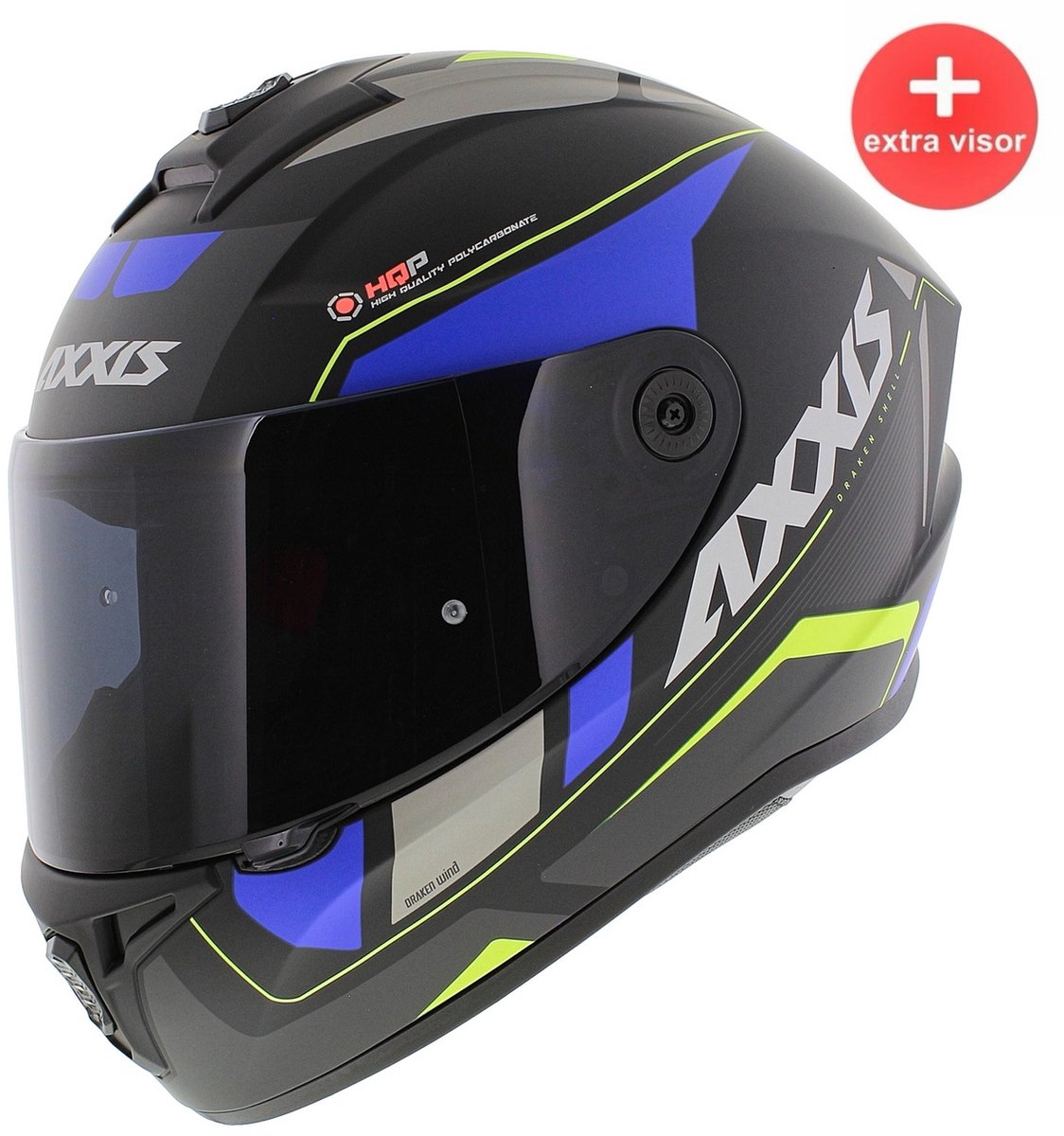 Axxis Draken S helm Wind mat zwart blauw S - Extra donker vizier