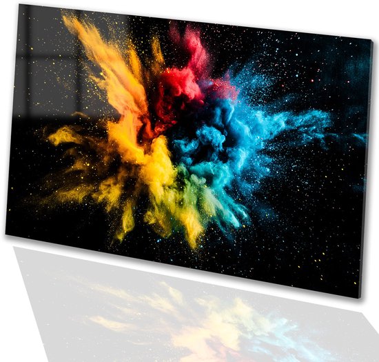 Abstracte kleurrijke explosie kunst - Kleur glazen schilderijen - Muurdecoratie explosie - Abstract expressionisme - Plexiglas schilderij - Muurdecoratie modern - acrylglas 120x80 cm