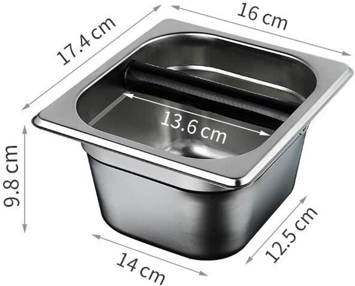 TRANKIELO® - Professionele Afklopcontainer – Roestvrijstaal en Siliconen – Voor Huishoudelijk en Professioneel Gebruik – Espresso Afklopbak