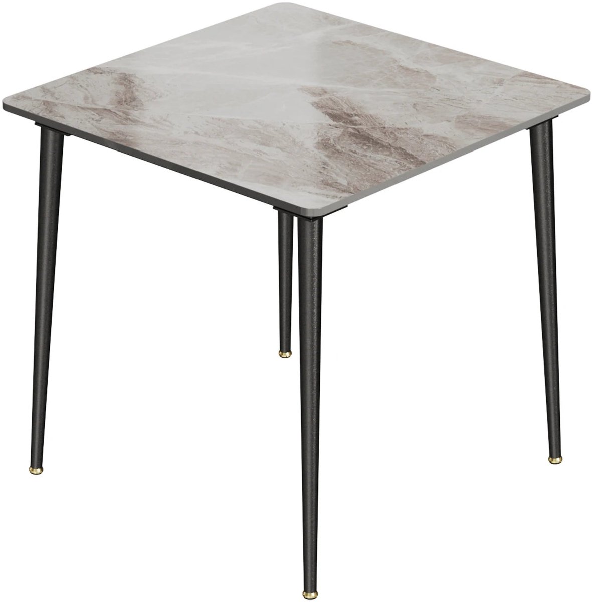 Corenia Eetkamertafel – Marmeren Tafel – Vierkante Eettafel – Compacte Tafel – Sintered Stone Blad – Robuuste Metalen Poot – 80x80 cm - Glanzend grijs Hetzelfde als afbeelding