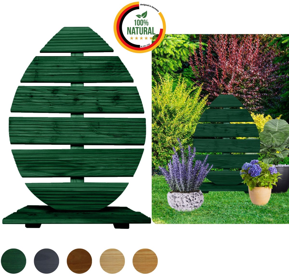 Floranica Paasdecoratie van hout 70 cm hoog groen voor binnen en buiten - Handgemaakte paasei tuindecoratie
