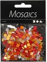 Mini mozaiek, afm 5x5 mm, dikte 2 mm, rood/oranje harmonie, 25 gr/ 1 doos
