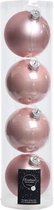 16x Lichtroze glazen kerstballen 10 cm - Mat/matte - Kerstboomversiering lichtroze