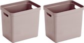 2x Roze opbergboxen/opbergdozen/opbergmanden kunststof - 25 liter - opbergen manden/dozen/bakken - opbergers