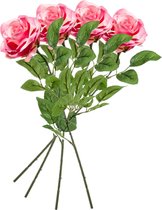 12x Roze rozen Marleen kunstbloemen 63 cm - Woondecoratie/accessoires - Kunstbloemen - Nepbloemen - Kunsttakken - Roos/rozen