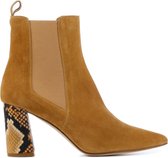 Pertini Vrouwen Leren Slangenprint Chelsea boots / Laarzen / Damesschoenen 17089 - Camel - maat 38