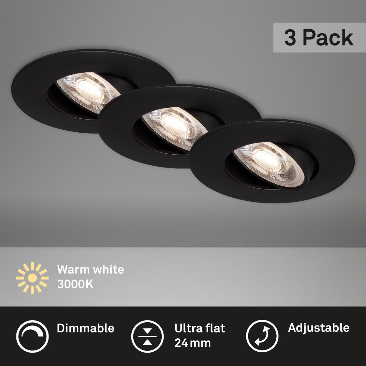 Briloner Leuchten Inbouwspots - 3 stuks - Dimbaar - LED - 5W - lichtkleur:  warm wit -... | bol.com