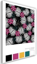 Schilderij Tropisch roze , 2 maten , zwart roze wit (wanddecoratie)