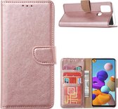 Xssive Hoesje voor Samsung Galaxy A21s - Book Case - Rose Goud