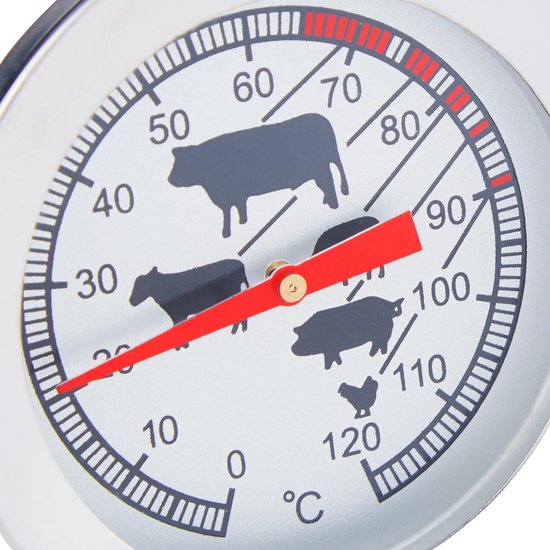 Relaxdays vleesthermometer analoog - bbq thermometer rvs - braadthermometer 20 cm barbecue - Relaxdays